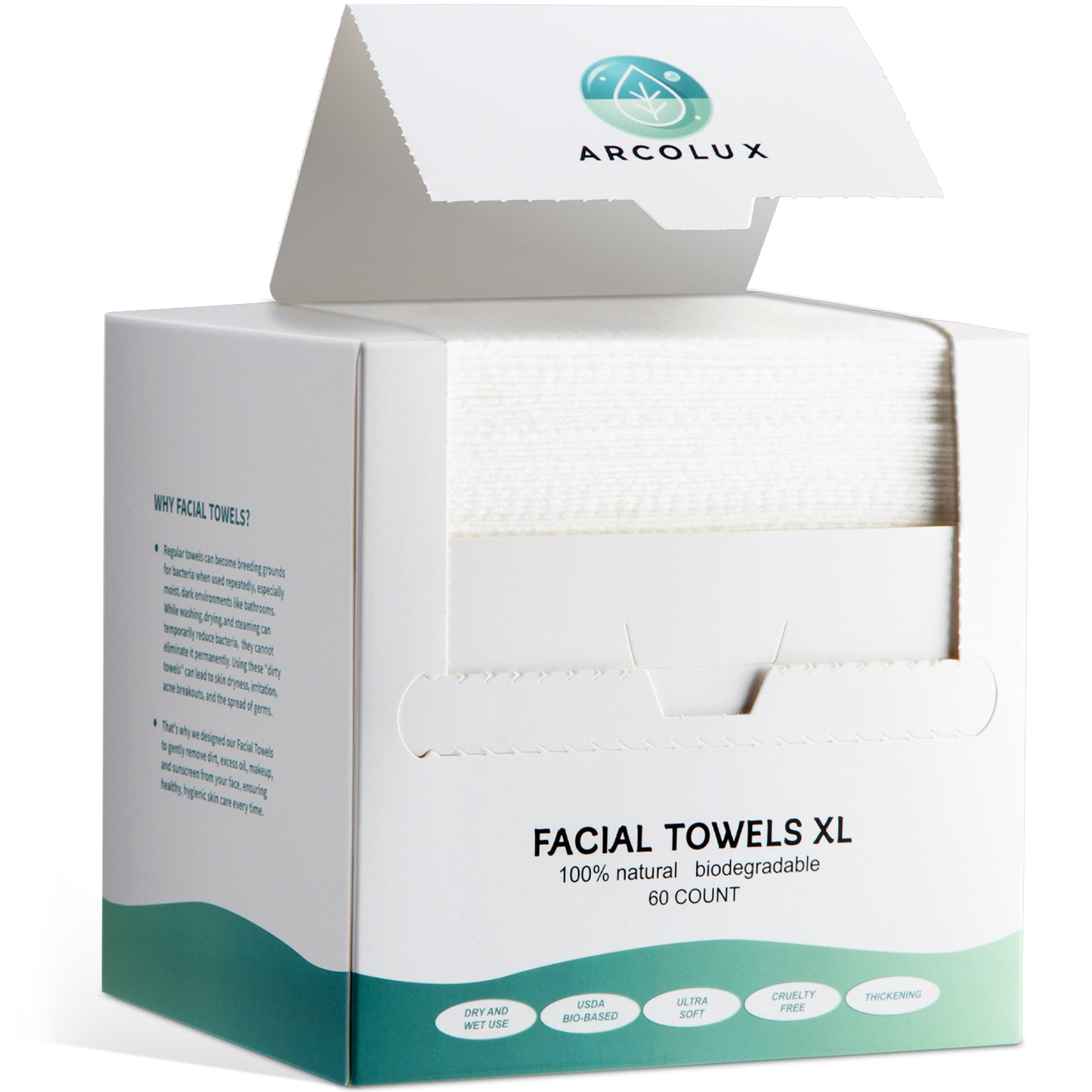 ARCOLUX Disposable Face Towels XL, 10"×12"