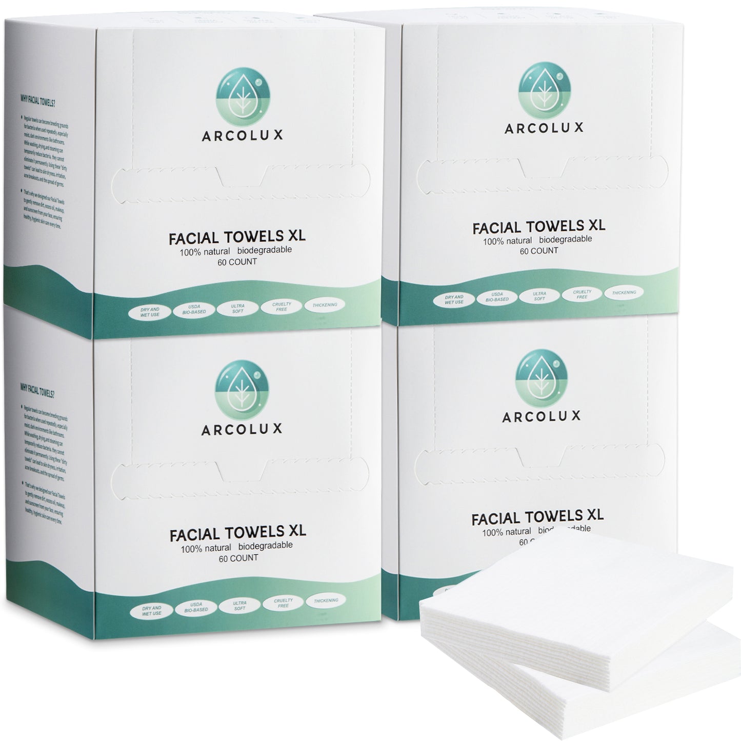 ARCOLUX Disposable Face Towels XL, 10"×12"