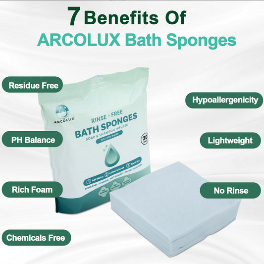 40 Pack Wholesale ARCOLUX Disposable Rinse Free Bath Sponges