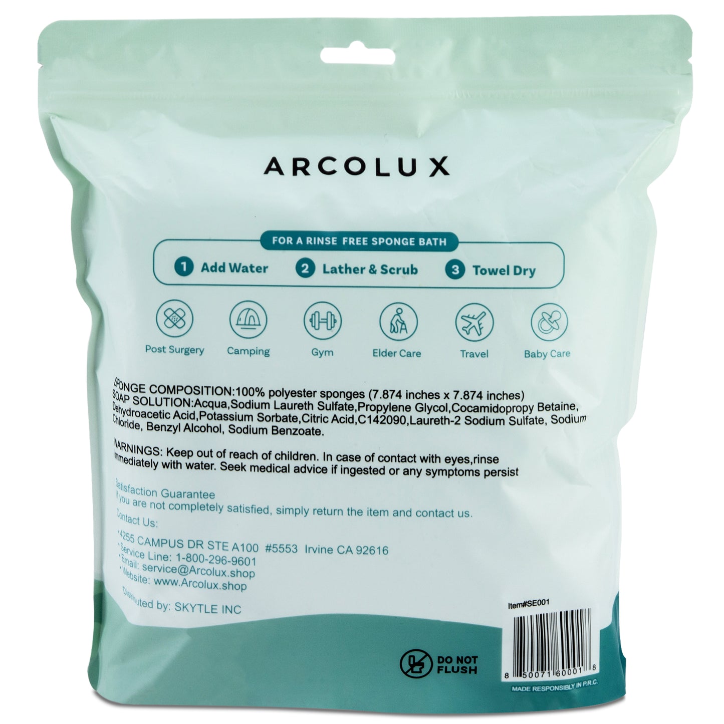 ARCOLUX Disposable Rinse Free Bath Sponges