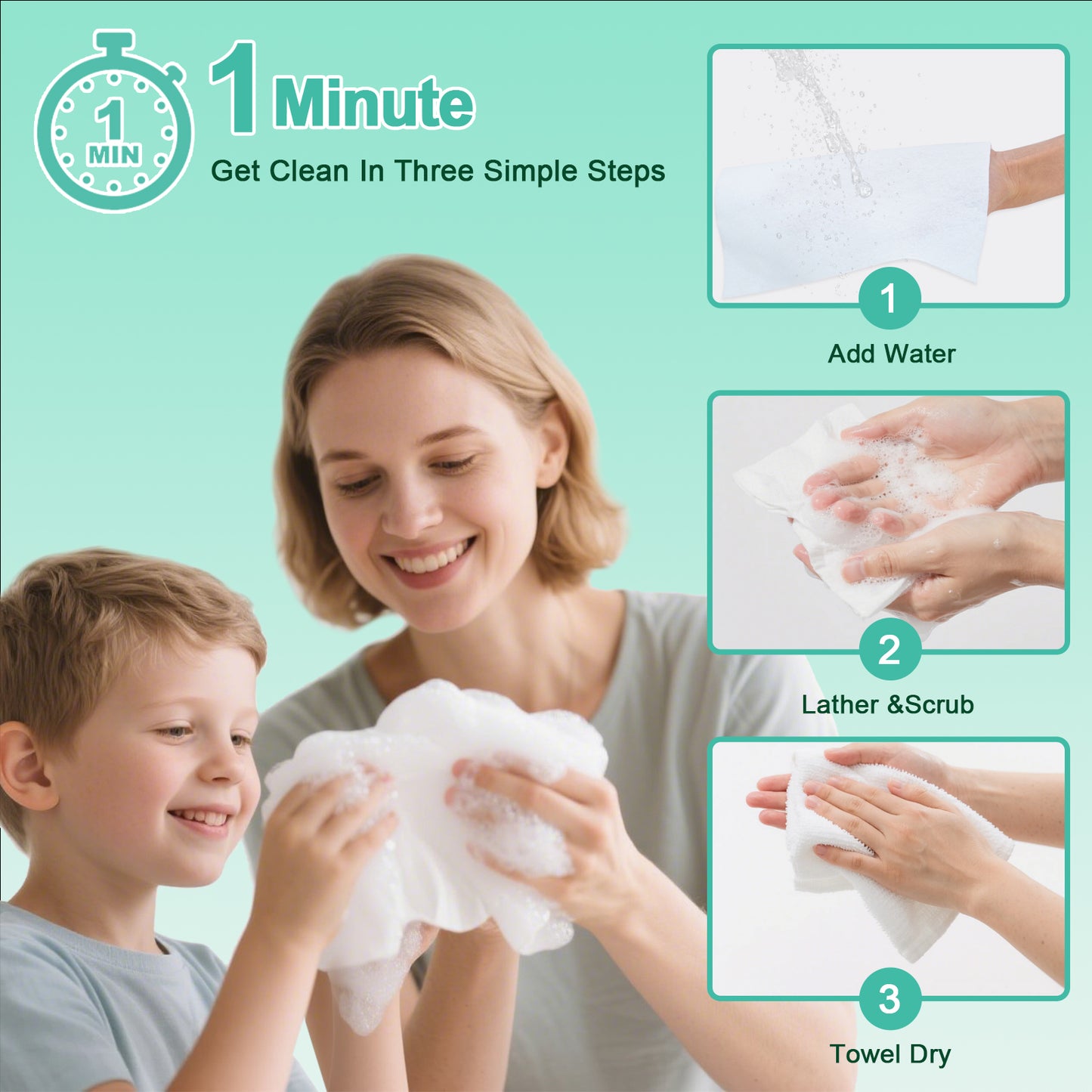 ARCOLUX Disposable Rinse Free Bath Sponges