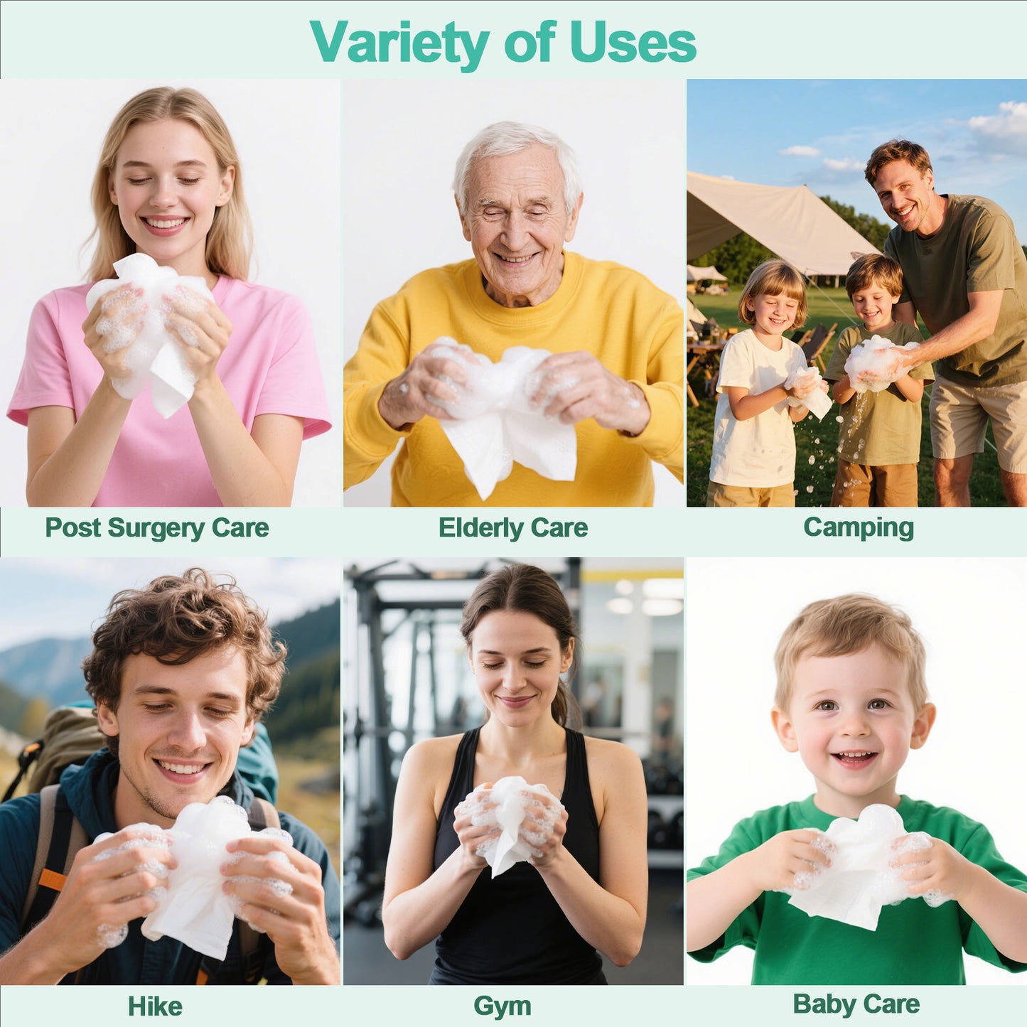 ARCOLUX Disposable Rinse Free Bath Sponges