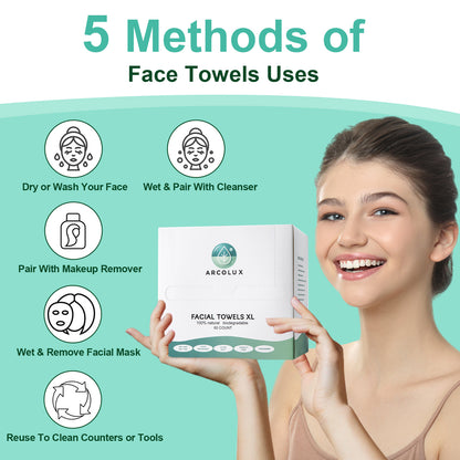 ARCOLUX Disposable Face Towels XL, 10"×12"