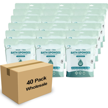 40 Pack Wholesale ARCOLUX Disposable Rinse Free Bath Sponges